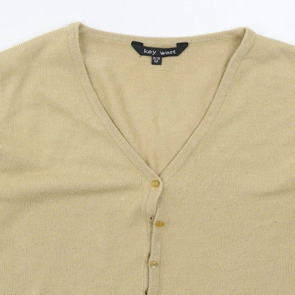 Key West Womens Beige V-Neck  Acrylic Cardigan Jumper Size 14
