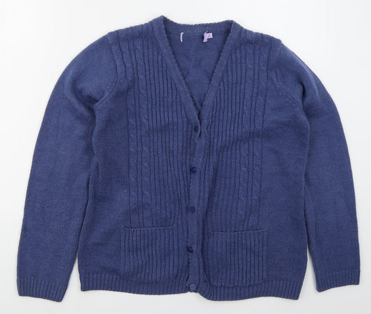 Womens UK Size 10 EWM Blue Cardigan Jumper