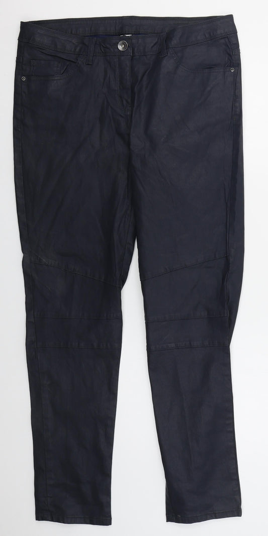 Up Fashion Womens Blue  Cotton Trousers  Size 16 L31.5 in Regular Button