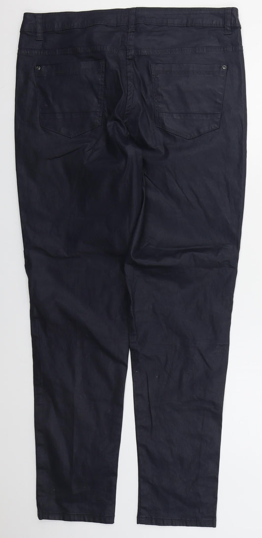 Up Fashion Womens Blue  Cotton Trousers  Size 16 L31.5 in Regular Button