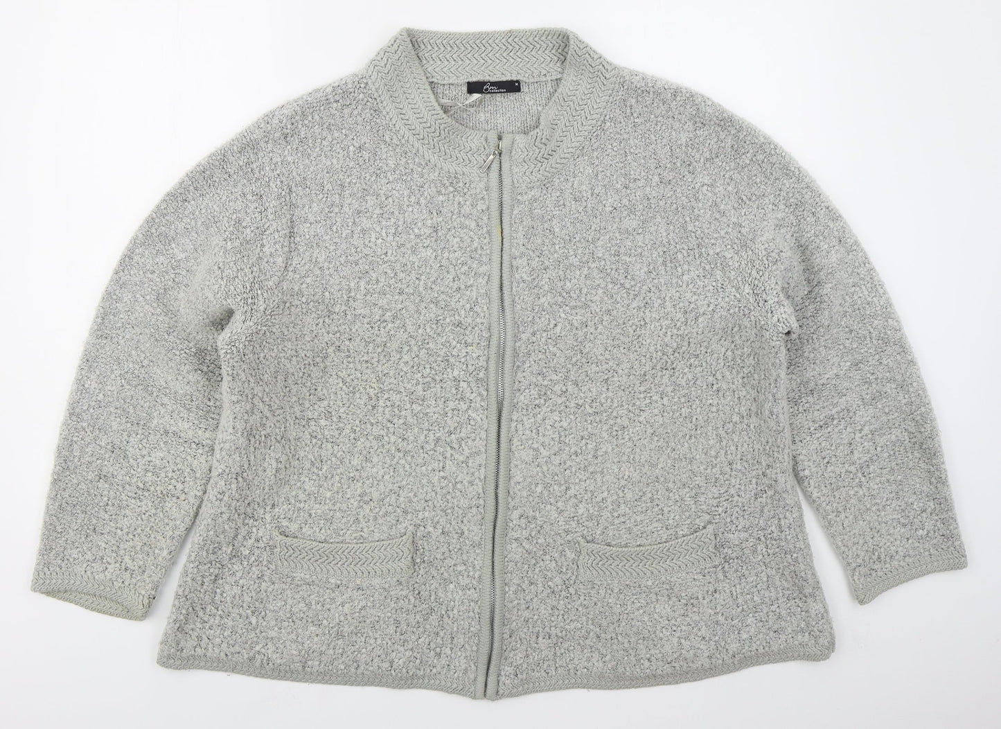 Womens UK Size M Bonmarché Grey Full Zip Jumper
