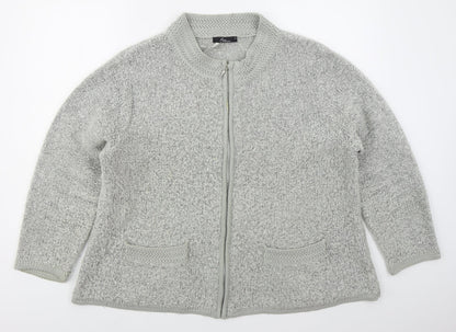 Womens UK Size M Bonmarché Grey Full Zip Jumper