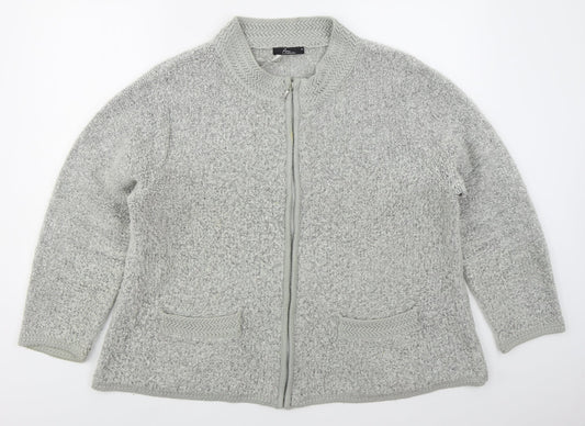 Womens UK Size M Bonmarché Grey Full Zip Jumper