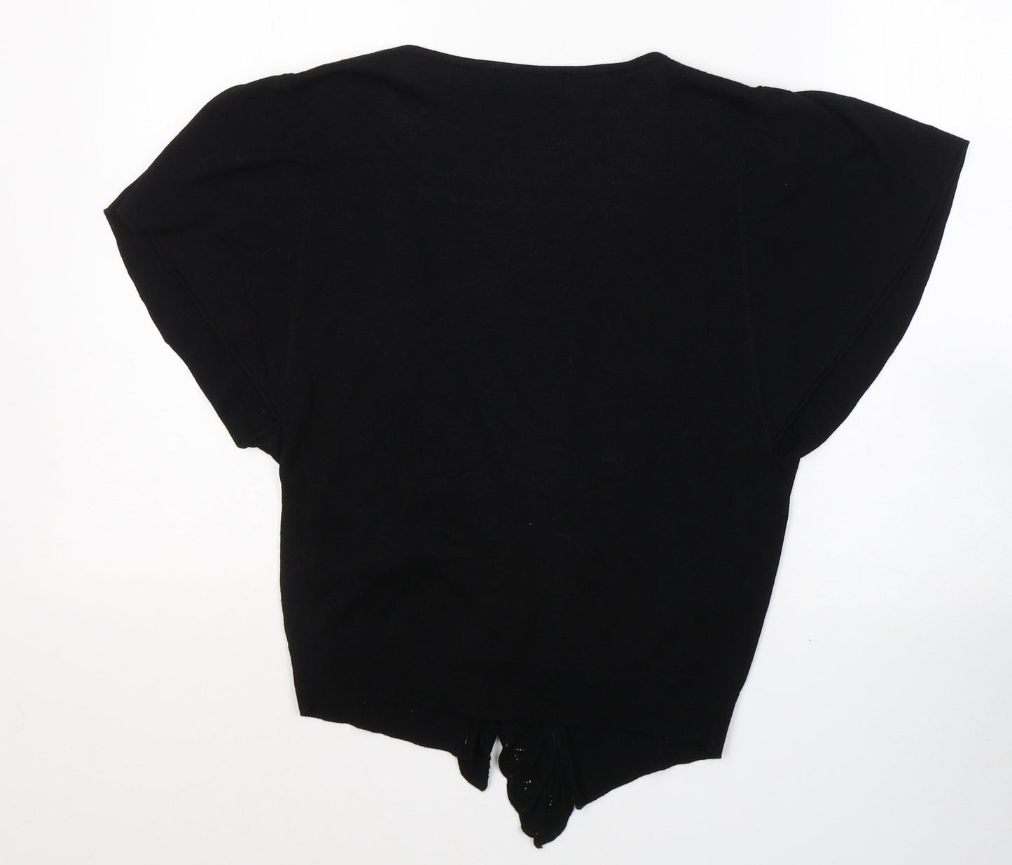 Autonomy Womens Black V-Neck  Cotton Cardigan Jumper Size 12