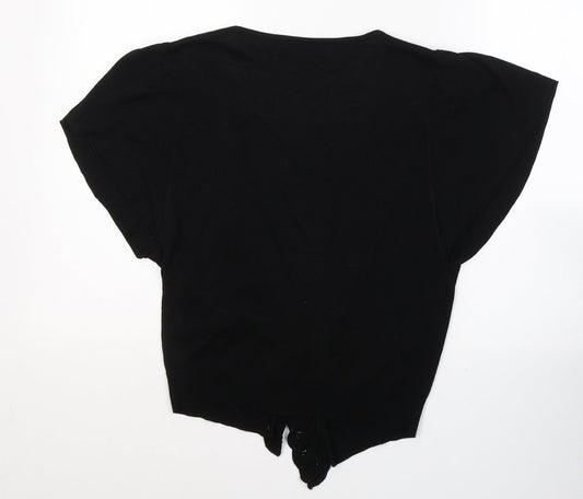 Autonomy Womens Black V-Neck  Cotton Cardigan Jumper Size 12