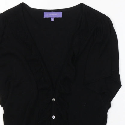 Autonomy Womens Black V-Neck  Cotton Cardigan Jumper Size 12
