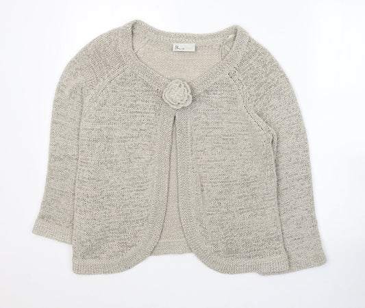 BHS Womens Beige Round Neck  Acrylic Cardigan Jumper Size 14