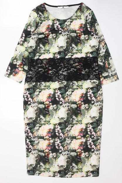 VERY  Womens Multicoloured Floral Polyester A-Line  Size 10  Round Neck Zip