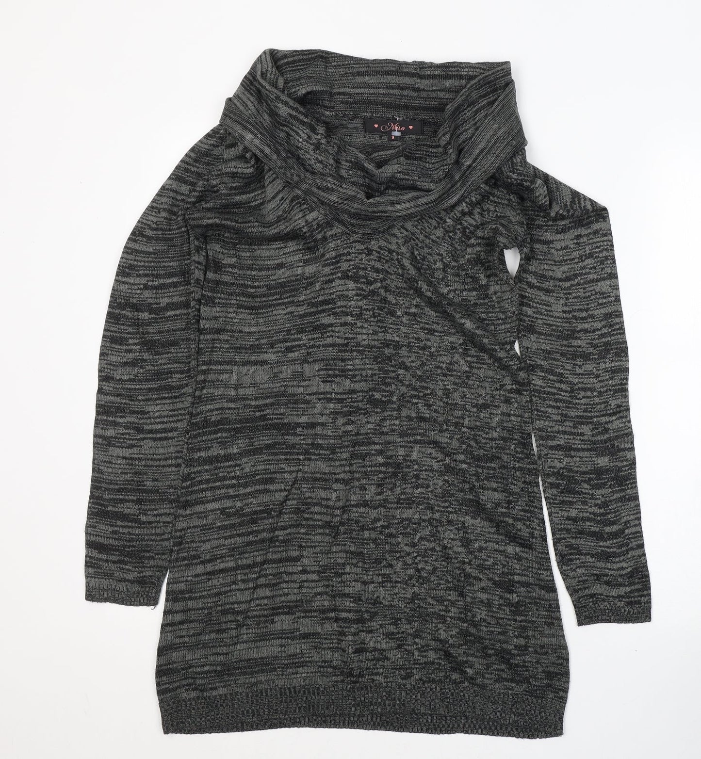 Miso Womens Grey  Acrylic Tunic Blouse Size 8 Roll Neck