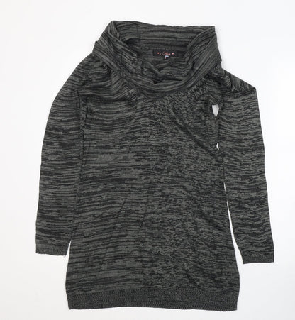Miso Womens Grey  Acrylic Tunic Blouse Size 8 Roll Neck
