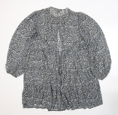 Primark Womens Blue Floral Polyester Shirt Dress  Size 12  Round Neck Button
