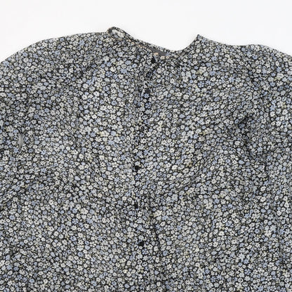 Primark Womens Blue Floral Polyester Shirt Dress  Size 12  Round Neck Button