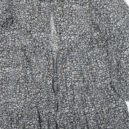 Primark Womens Blue Floral Polyester Shirt Dress  Size 12  Round Neck Button