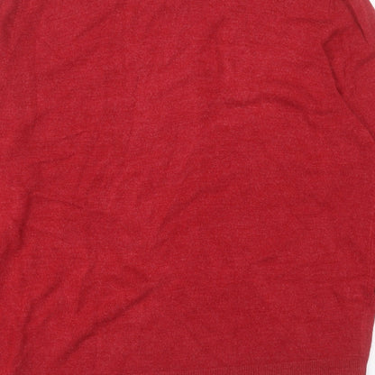 Atlantic Bay Mens Red V-Neck  Acrylic Pullover Jumper Size L