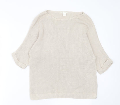 Womens UK Size XS H&M Beige Pullover Jumper