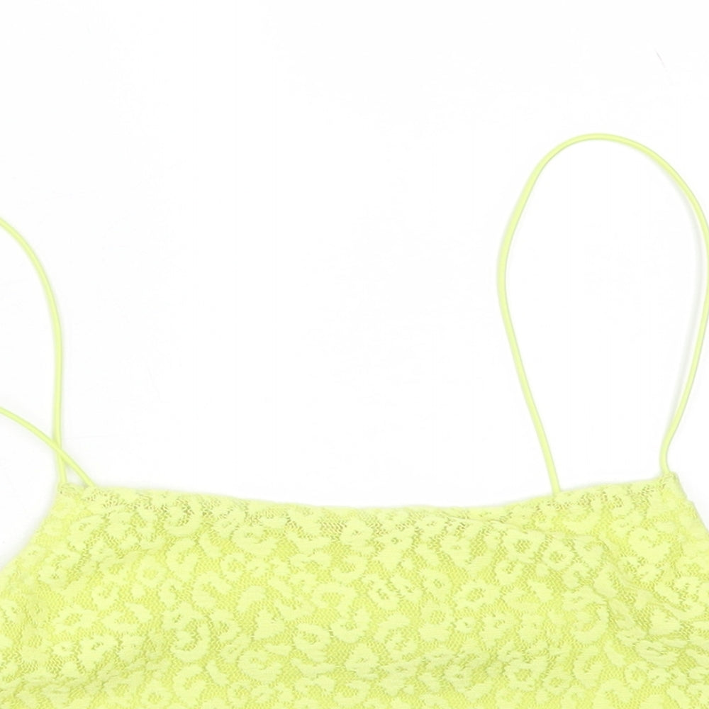 Primark Womens Green  Viscose Cropped Tank Size 6 Square Neck