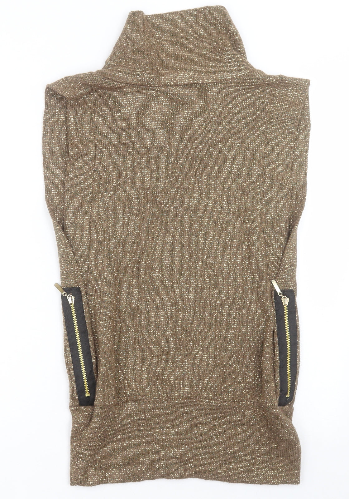 Womens UK Size One Size Preworn Gold Vest Jumper