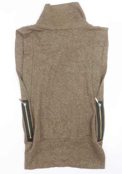 Womens UK Size One Size Preworn Gold Vest Jumper
