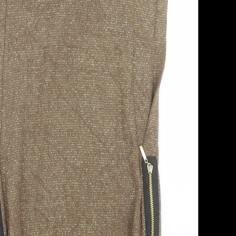 Womens UK Size One Size Preworn Gold Vest Jumper
