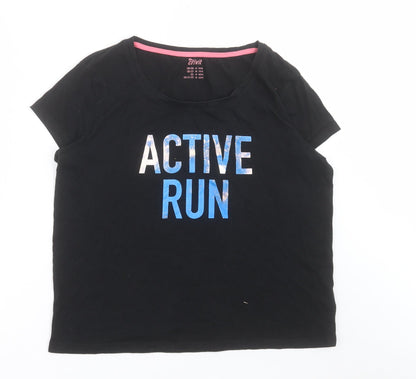 Additional front view of Crivit women’s black cotton basic t-shirt, size M, crew neck pullover
