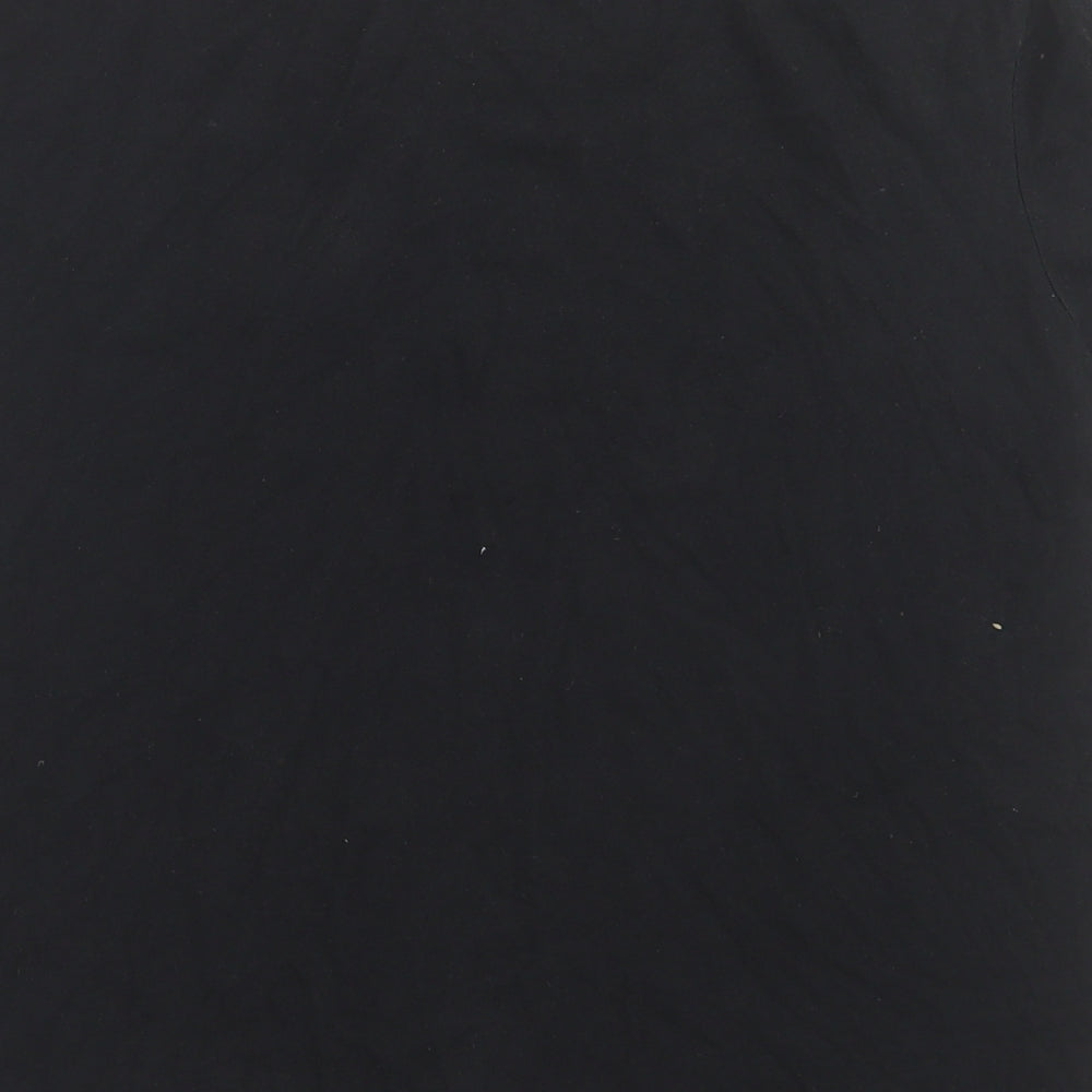 Brand and care label for Crivit women’s black cotton basic t-shirt, size M, crew neck pullover