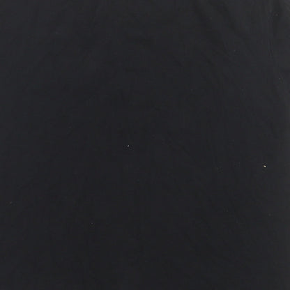 Brand and care label for Crivit women’s black cotton basic t-shirt, size M, crew neck pullover