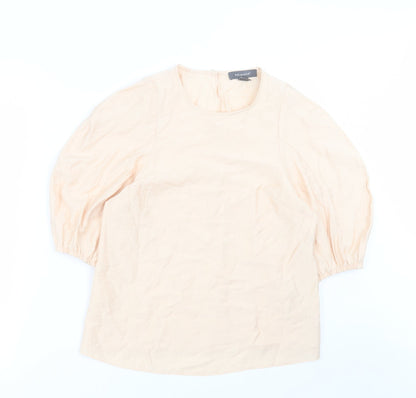 Primark Womens Beige  Viscose Basic T-Shirt Size 8 Crew Neck