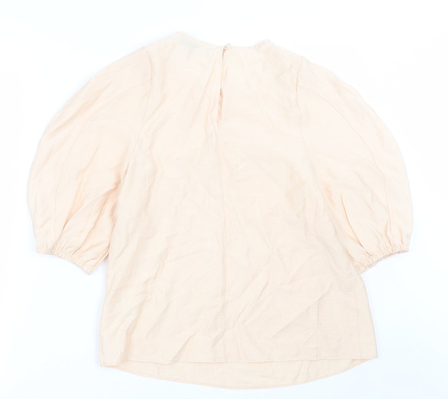 Primark Womens Beige  Viscose Basic T-Shirt Size 8 Crew Neck