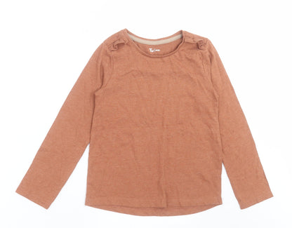 Additional front view of Tu girls’ brown cotton basic casual, size 5-6, years crew neck pullover