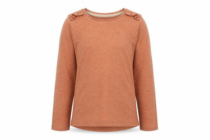 Front view of Tu girls’ brown cotton basic casual, size 5-6, years crew neck pullover