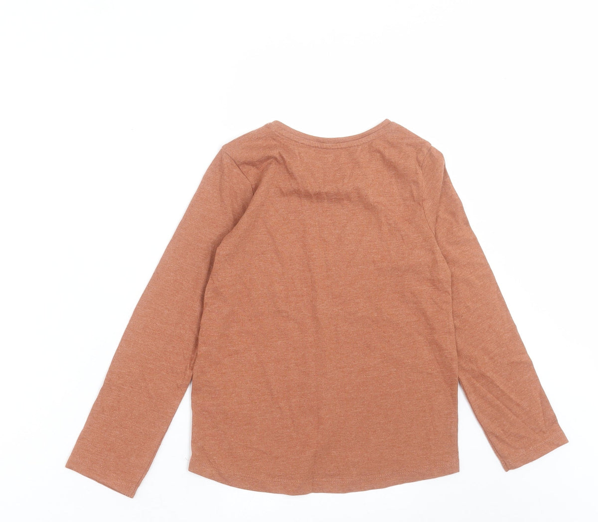 Back view of Tu girls’ brown cotton basic casual, size 5-6, years crew neck pullover
