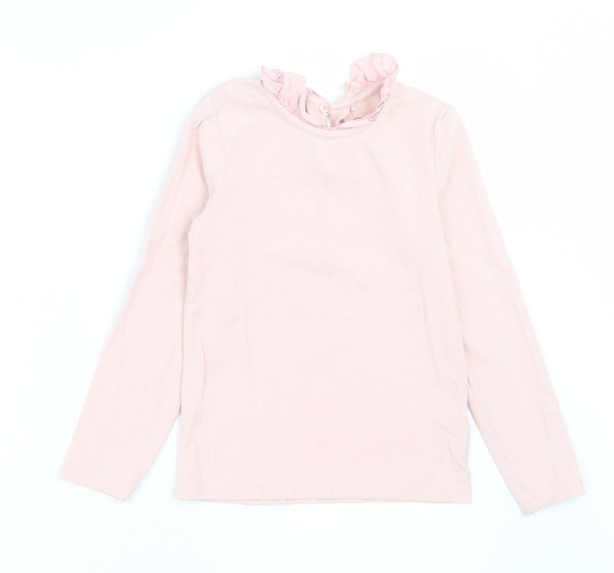 Additional front view of Next girls’ pink cotton basic casual, size 5-6, years collared button