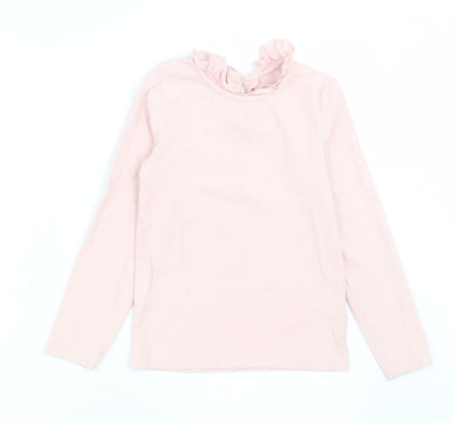 Additional front view of Next girls’ pink cotton basic casual, size 5-6, years collared button