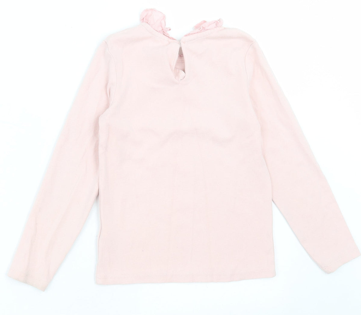 Back view of Next girls’ pink cotton basic casual, size 5-6, years collared button