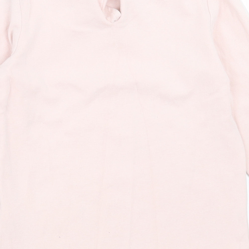 Brand and care label for Next girls’ pink cotton basic casual, size 5-6, years collared button