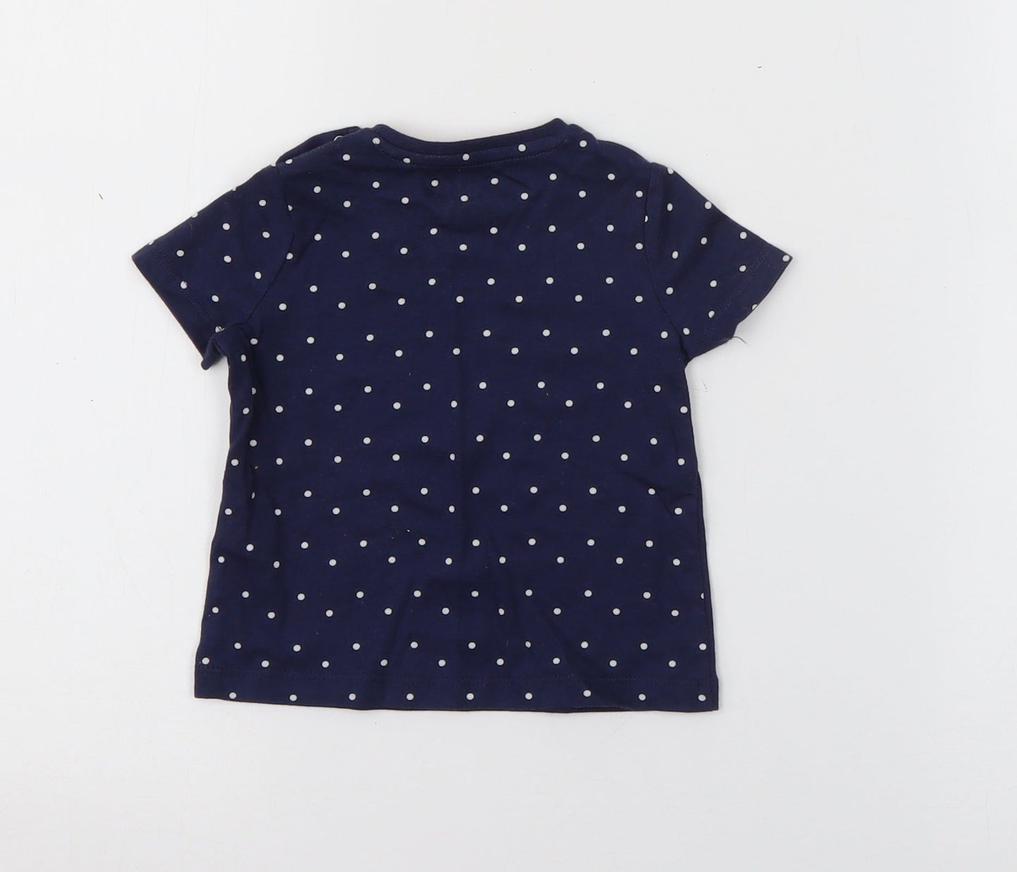 Fred & Flo Baby Blue Polka Dot Cotton Pullover T-Shirt Size 0-3 Months Crew Neck Snap