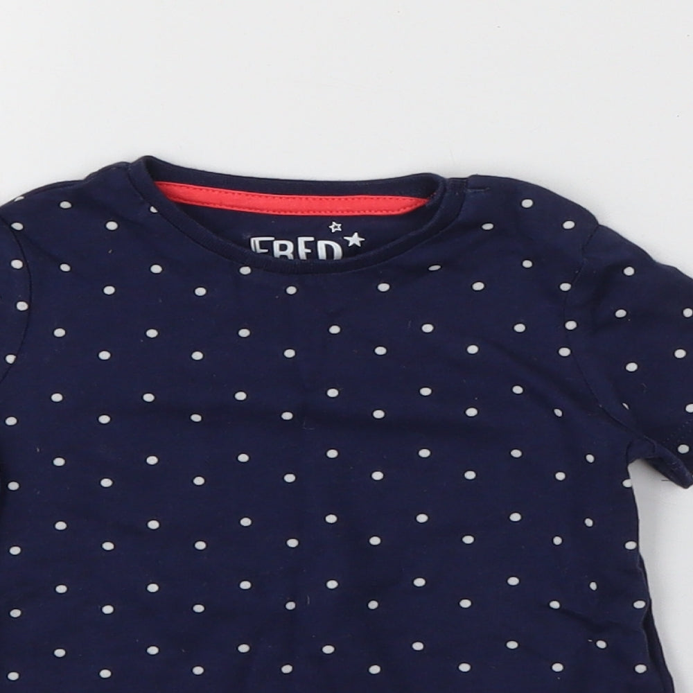 Fred & Flo Baby Blue Polka Dot Cotton Pullover T-Shirt Size 0-3 Months Crew Neck Snap