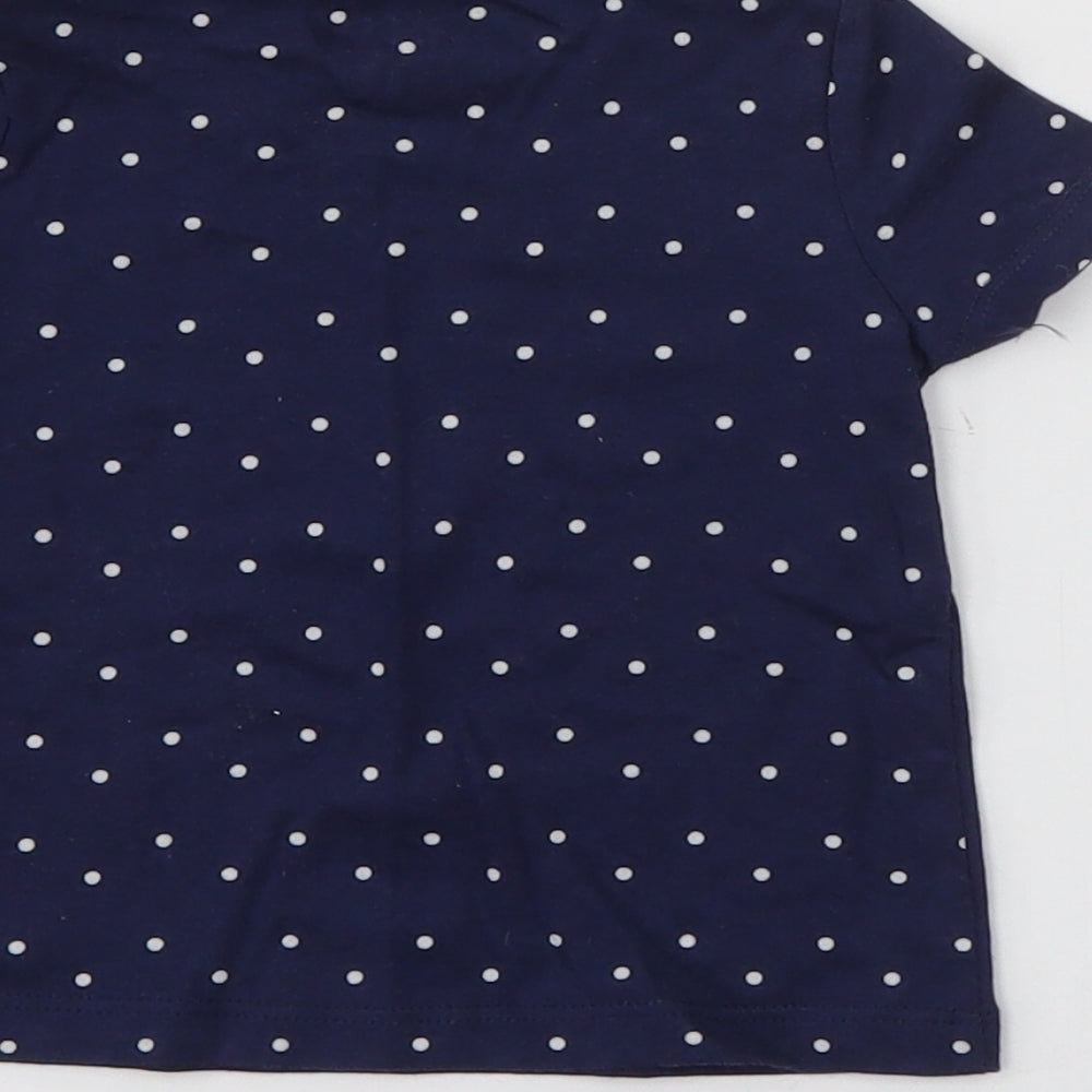 Fred & Flo Baby Blue Polka Dot Cotton Pullover T-Shirt Size 0-3 Months Crew Neck Snap