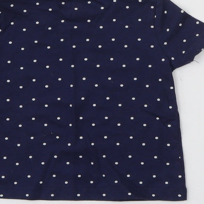 Fred & Flo Baby Blue Polka Dot Cotton Pullover T-Shirt Size 0-3 Months Crew Neck Snap