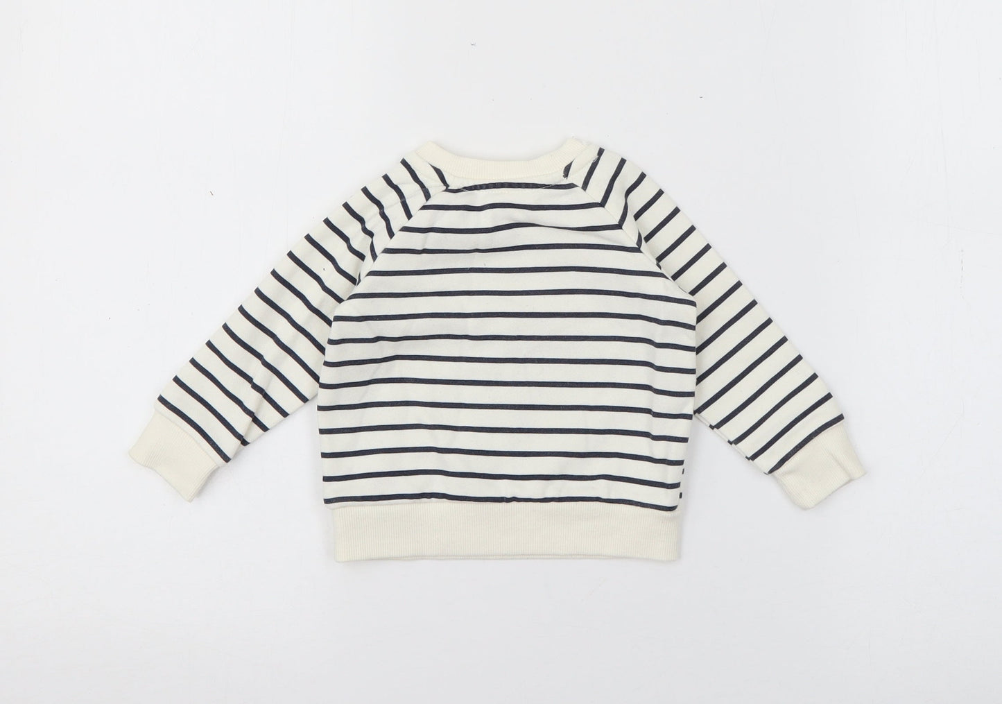 Primark Baby Ivory Striped Cotton Pullover Jumper Size 3-6 Months  Snap