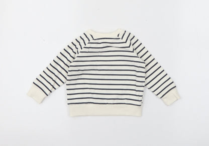 Primark Baby Ivory Striped Cotton Pullover Jumper Size 3-6 Months  Snap