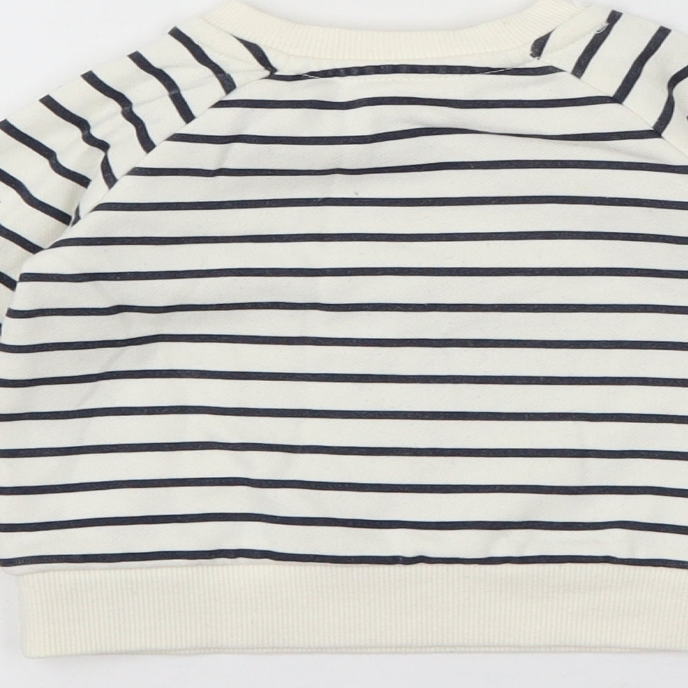 Primark Baby Ivory Striped Cotton Pullover Jumper Size 3-6 Months  Snap