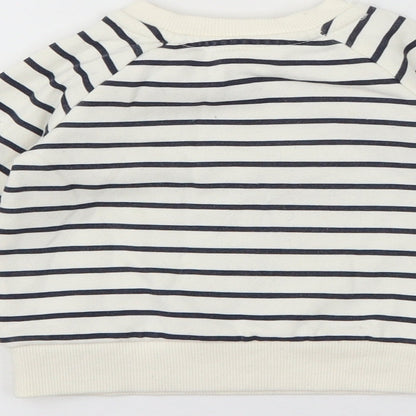 Primark Baby Ivory Striped Cotton Pullover Jumper Size 3-6 Months  Snap