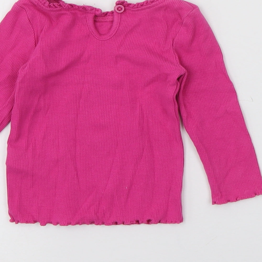Dunnes Stores Baby Pink  Cotton Pullover Jumper Size 6-9 Months  Button