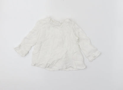 Primark Baby White  Cotton Pullover Jumper Size 3-6 Months  Snap