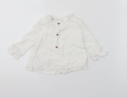 Primark Baby White  Cotton Pullover Jumper Size 3-6 Months  Snap