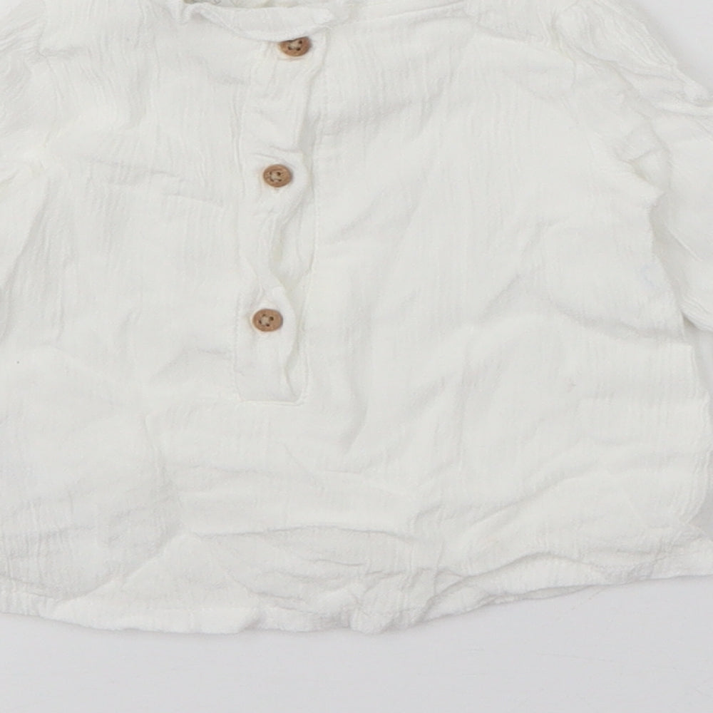 Primark Baby White  Cotton Pullover Jumper Size 3-6 Months  Snap