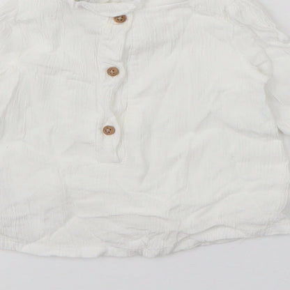 Primark Baby White  Cotton Pullover Jumper Size 3-6 Months  Snap