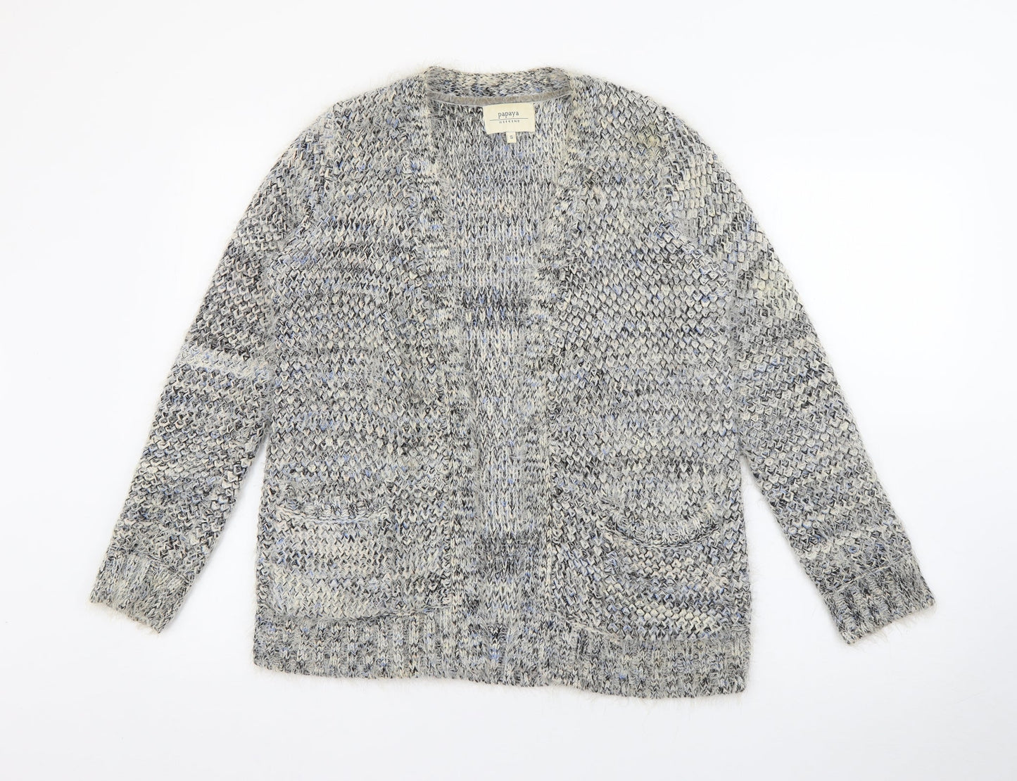 Womens UK Size S Papaya Grey Cardigan Jumper