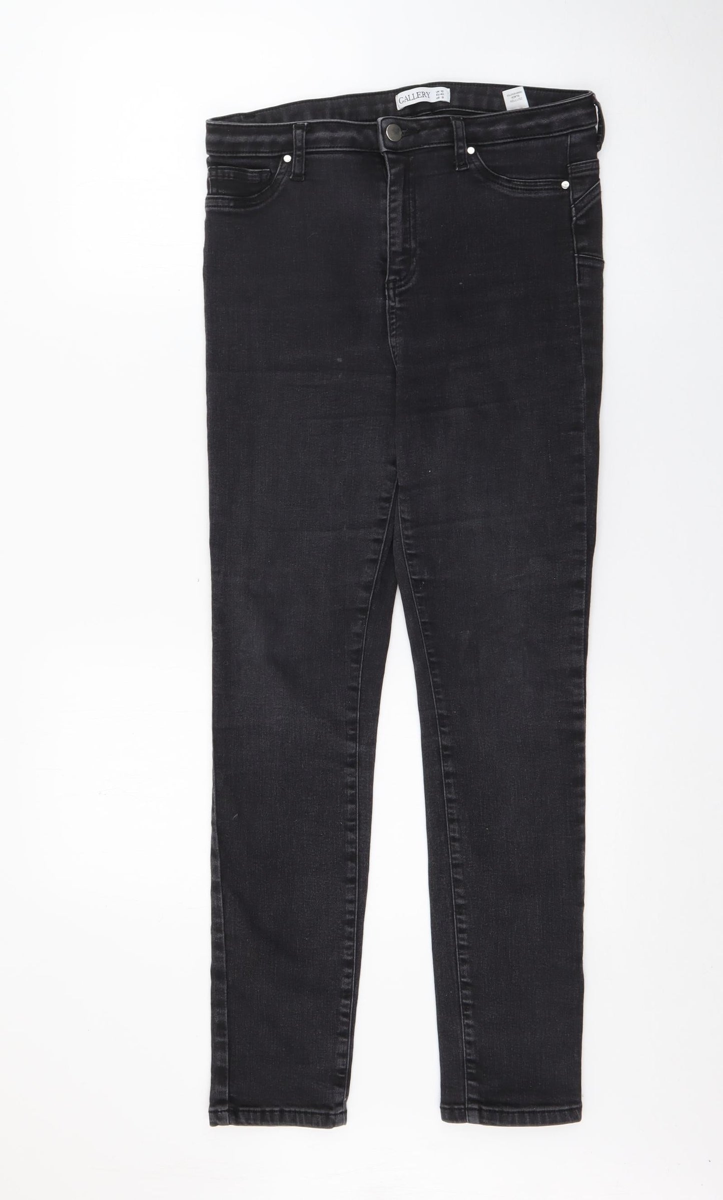 Gallery Womens Black  Cotton Skinny Jeans Size 12 L28 in Regular Button